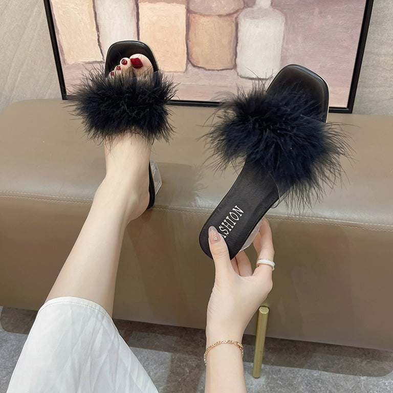 Fluffy leopard online heels