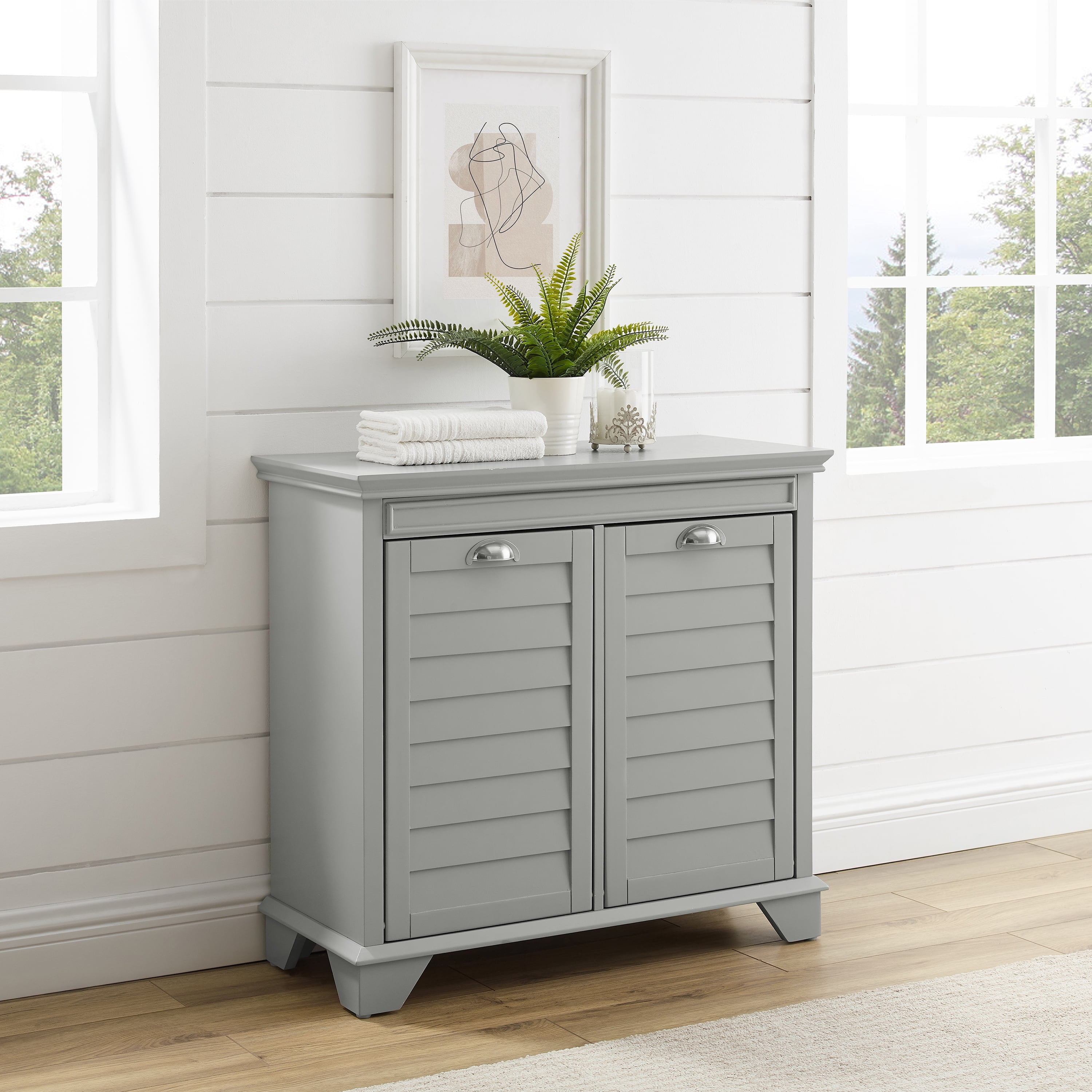 Crosley Furniture Lydia Linen Laundry Hamper, Gray