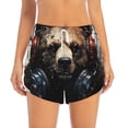 thumbnail image 2 of Balery Urban Bear With Headphones Pantalones cortos deportivos para mujer con forro y dos bolsillos, elásticos, para entrenamiento, gimnasio, yoga-Medium, 2 of 7
