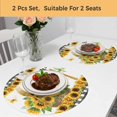 thumbnail image 5 of Sunflowers Round 13 Inch Placemats Set of 2, Summer Botanical Yellow Floral Butterfly Plaid HeatResistant Non Slip Place Mats for Dining Table, Wipeable Braided Kitchen Table Mats for Housewarming, 5 of 9