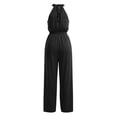 thumbnail image 6 of Lenpel Wide Leg Halter Jumpsuits for Women Casual Sleeveless High Waist Rompers with Pockets Beach Vacation Outfits, 6 of 7