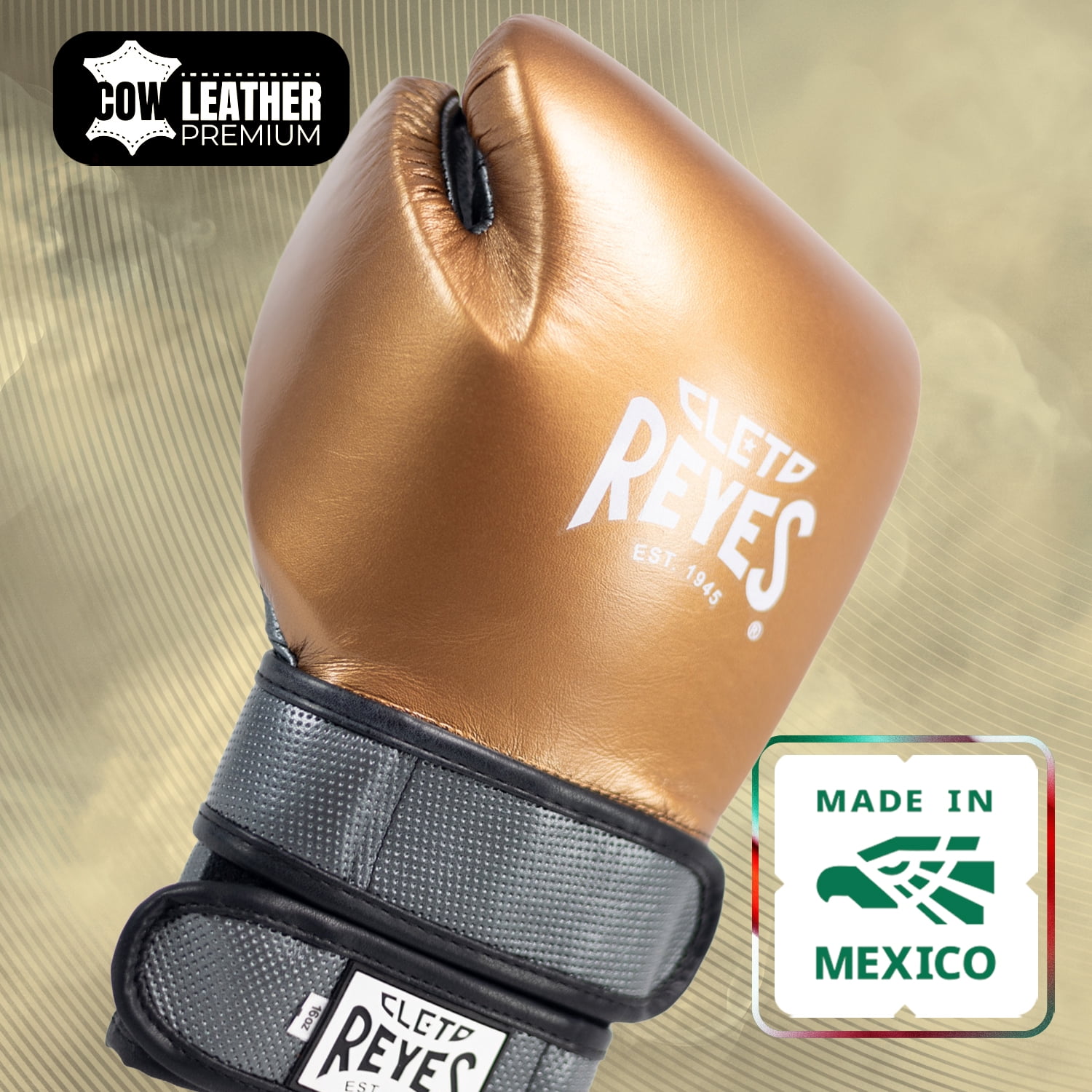 Cleto Reyes Hero Double Loop Boxing Gloves for Men and Women (16oz, Copper/Oxford Gray)