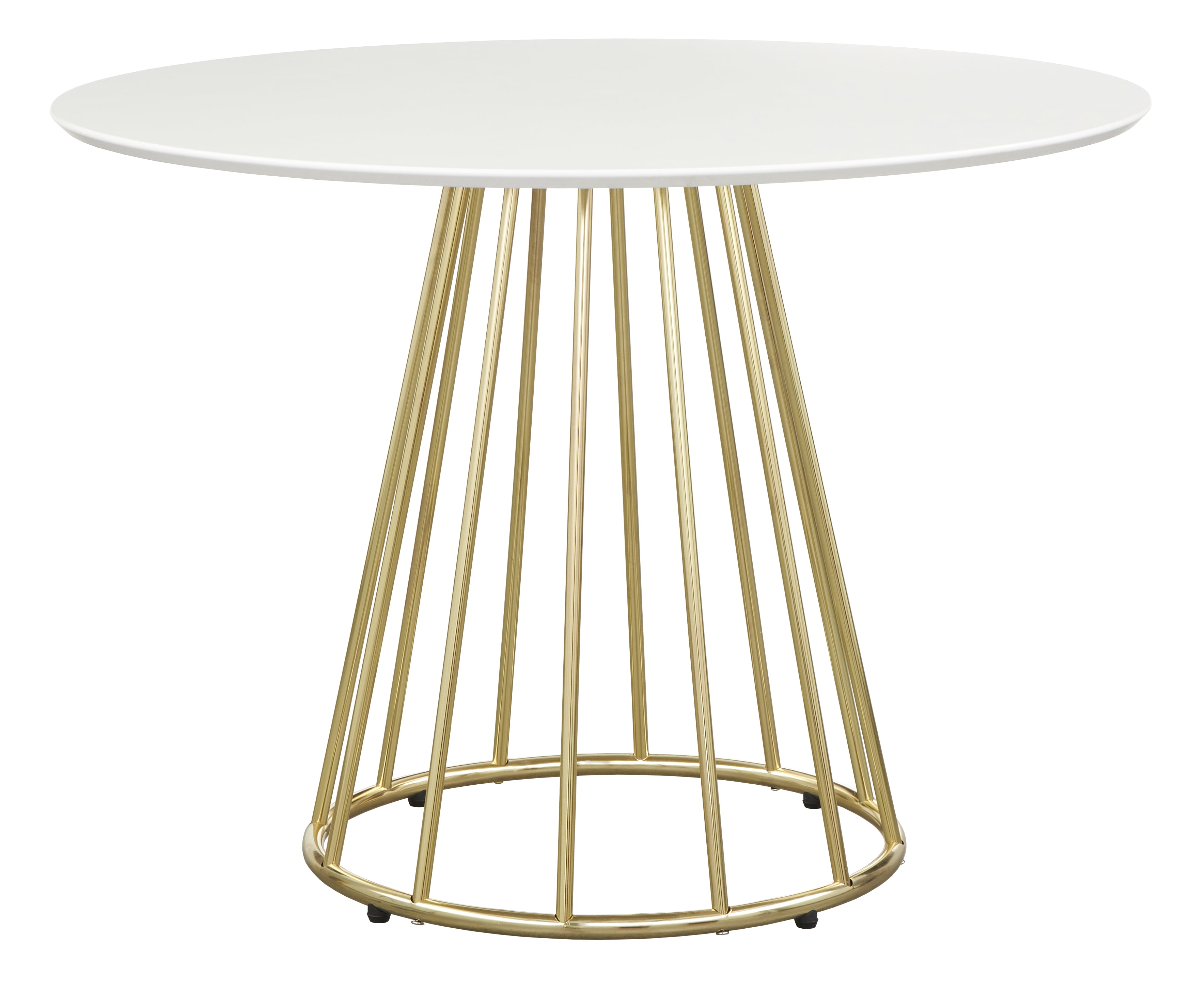 TMS Marsai 43" Round Metal Indoor Dining Table, White/Gold