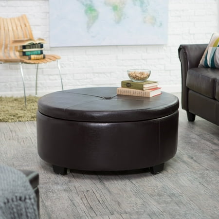 Round Storage Ottoman - Belham Living Corbett Round Coffee Table Storage Ottoman