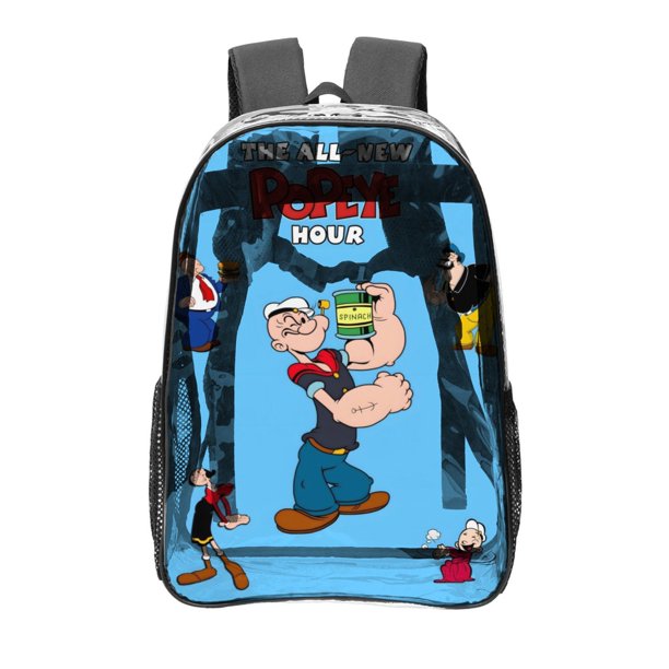 La Nueva Hora de PopeyeMochila transparente temática, resistente y duradera, bolsa see-through para trabajo, deporte, universidad y viaje, 31 × 43 cm