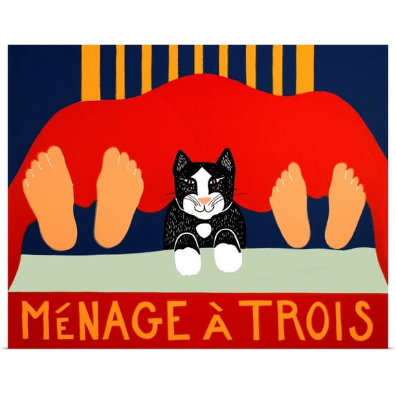 Great BIG Canvas | Rolled Stephen Huneck Poster Print entitled Menage A Trois Black Cat