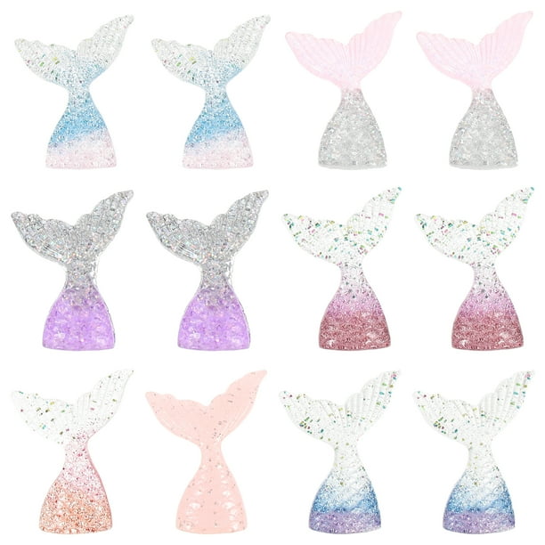 GOOHOCHY 12 piezas Pequeñas estatuas de cola de sirena de resina figuras de cola de sirena decoraciones delicadas pasteles