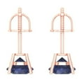 thumbnail image 4 of 1 Ct Round Cut Studs Blue Sapphire 14K Rose Solid Solid Gold Everyday Dainty Earrings Screw Back, 4 of 7