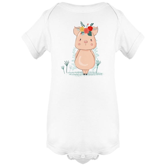 Baby Art Pig With Wreath Bodysuit Infant -Image by Shutterstock, 6 Months