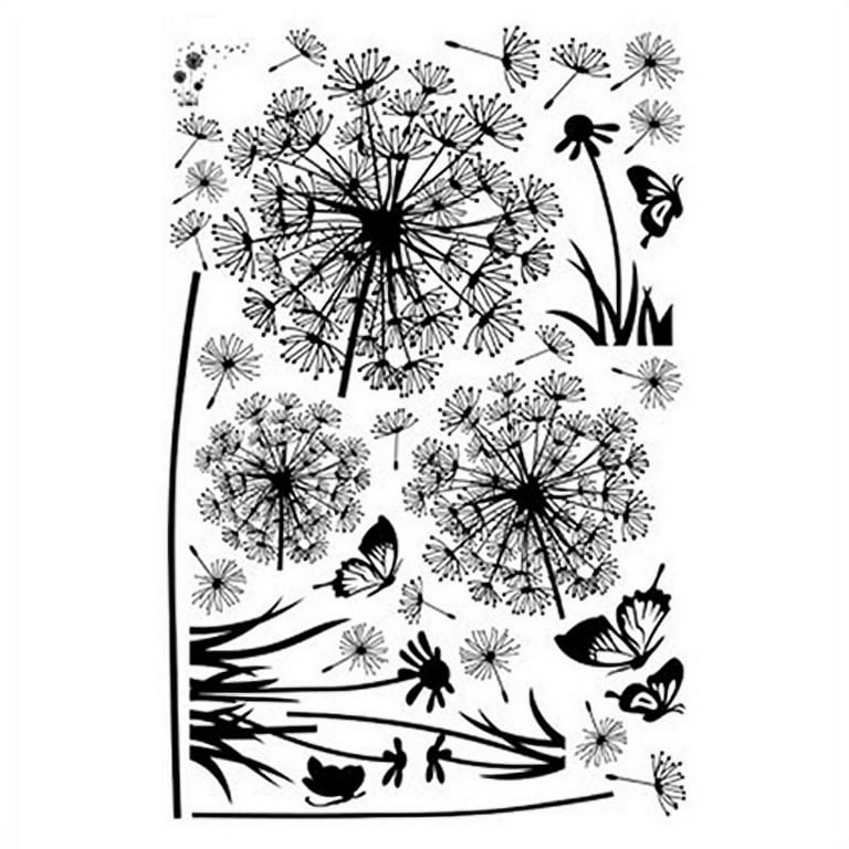 Black Dandelion and Butterfly Wall Stickers