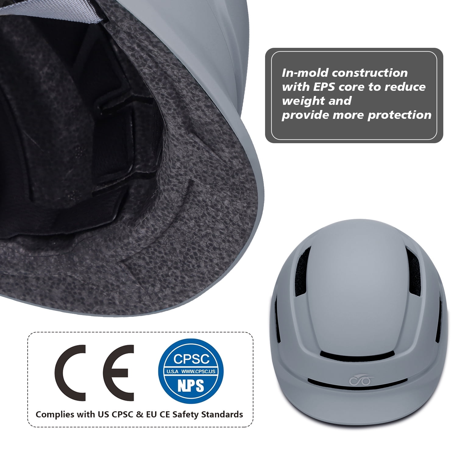 SLANIGIRO Adult Bike Helmet with Light - Commuter Bicycle Road Cycling Helmet with Replacement Pads for Men Women