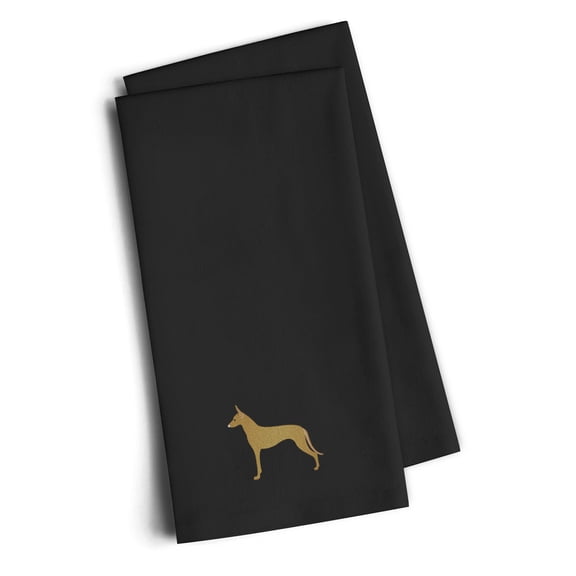 Pharaoh Hound Black Embroidered Towel Set of 2