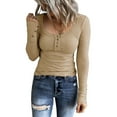 thumbnail image 4 of Aayomet Shirts For Women Trendy Womens Tops Casual, Womens 3,4 Sleeve Tops Cute Butterfly Print Tee Shirts Casual Loose Lightweight Henley Shirts,Khaki M, 4 of 5