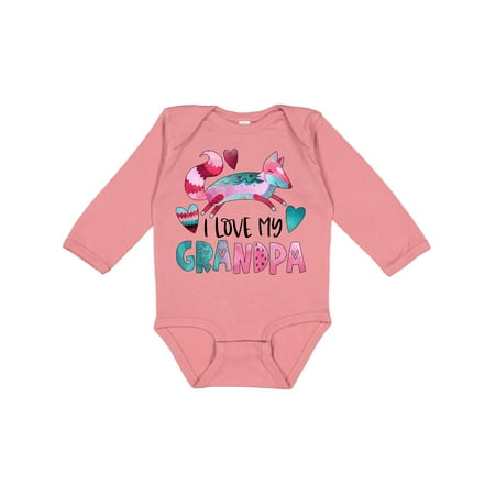 

Inktastic I Love My Grandpa Pink and Blue Fox with Hearts Gift Baby Boy or Baby Girl Long Sleeve Bodysuit