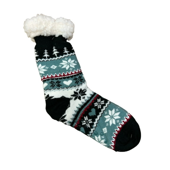 Unisex Soft & Cozy Snowflake Sherpa Fleece-lined With Grippers Slipper Socks