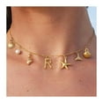 thumbnail image 2 of Ziurtnc Women Necklace 26 Alphabets Faux Pearl Starfish Decor Bohemian Beach Style Adjustable Length Party Club Choker Neck Ocean Jewelry, 2 of 8