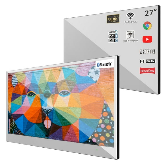 Elecsung 27 inches Bathroom LED Mirror TV Android Smart WiFi Television 1080P IP66 Waterproof 2024 New