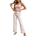 thumbnail image 2 of Xaqiouau Women Cute Floral Pajama Set Cami Tank Top and Pants 2 Piece Lounge Set Lace Trim Sleepwear Casual Home Outfit, 2 of 7