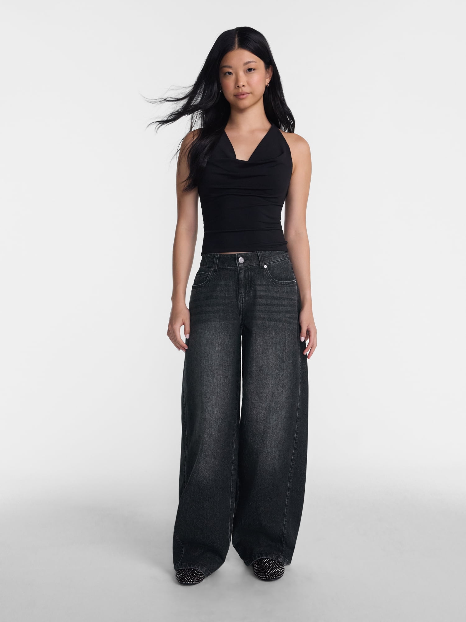 No Boundaries Ultra Baggy Barrel Jeans, 32.5'' Inseam, Women's Waist Sizes 00-20