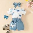 thumbnail image 4 of Gunia Toddler Girl Outfits Set Short Sleeve Cartoon Prints Romper Bodysuit Shorts Lovely 9-12 Months, 4 of 9