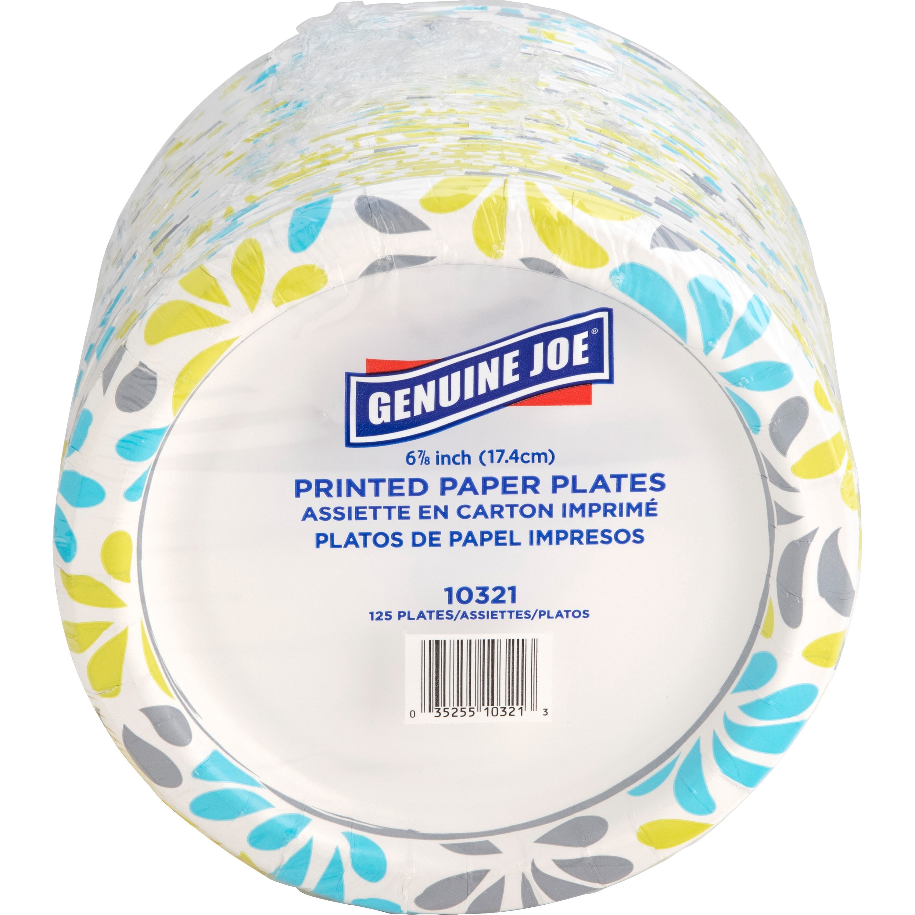 Genuine Joe, GJO10321CT, Printed Paper Plates, 500 / Carton, Assorted