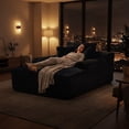 thumbnail image 7 of Oooh Life Oversized Chaise Lounge Indoor, Compression Floor Sofa Bed with Pillows, Corduroy Leisure Reading Chair for Living Room, Black, 7 of 7