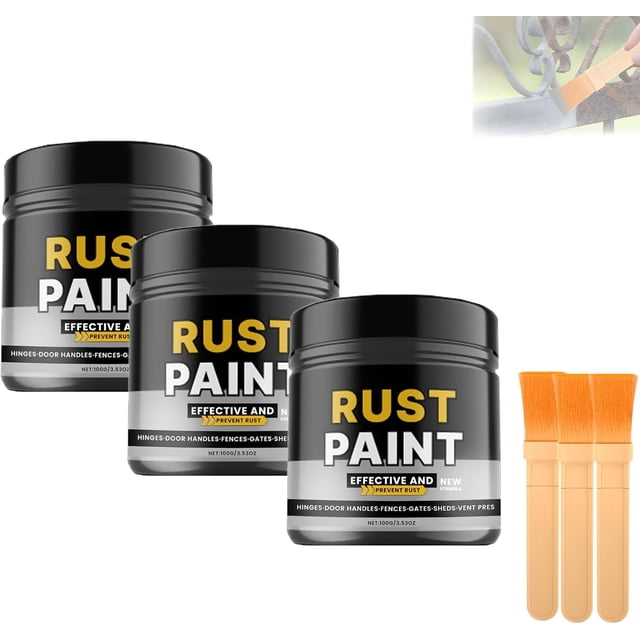 Rust Removal Converter Metallic Paint, 2-in-1 Rust Converter & Metal Primer, Anti-Rust Paint Rust Removal Conversion Agent with Brush,Multi-Functional Anti-Rust Paint (White)