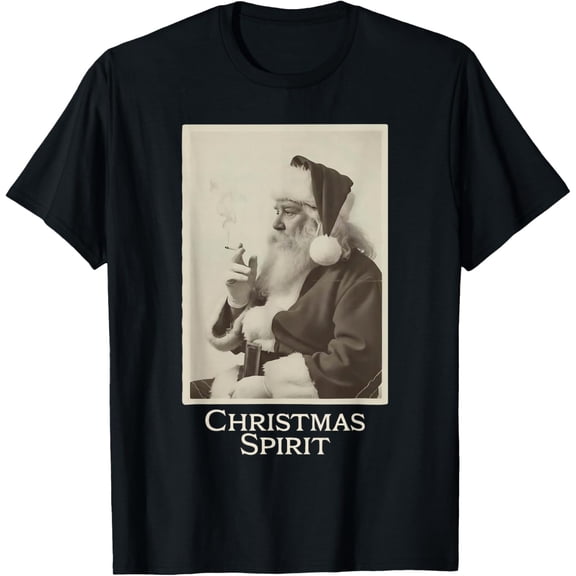 Vintage Funny Smoking Santa Claus Christmas Spirit Christmas T-Shirt