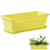 Triani 17 inch Rectangular Plastic Thicken Planters with Trays - Window Planter Box for Outdoor and Indoor Herbs, Vegetables, Flowers and Succulent Plants (1 Pack Yellow,16.9" x 7.5" x 5.5")