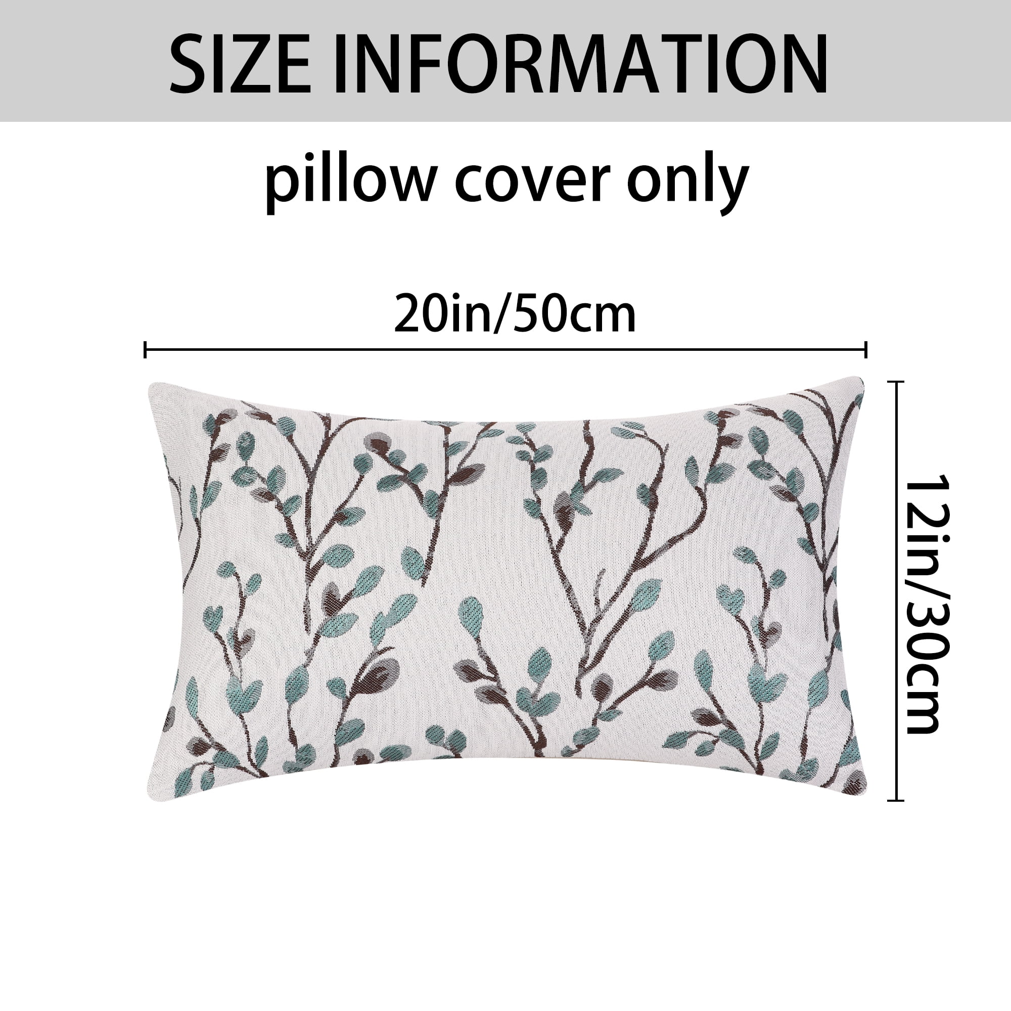 Unique Bargains Floral Pattern Decoration Throw Pillow Cover Blue Flower 12" x 20"