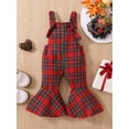 thumbnail image 3 of Baby Summer Clothes 6M 12M 18M 24M 3Y 4Y Toddler Romper Kids Girls Suspender Pants Vintage Elastic Waist Plaid Flare Pants Casual Jumpsuit, 3 of 10