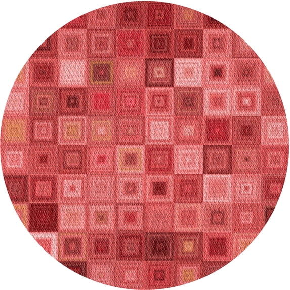 Ahgly Company Machine Washable Indoor Round Transitional Red Area Rugs, 5' Round