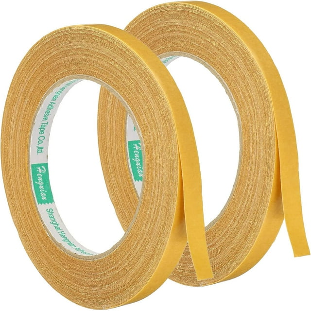 DoubleSided Adhesive Tape, 10mm 20m/65.6ft Duct Cloth Mesh Fabric for Carpets Rugs, Yellow 2