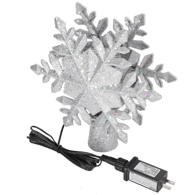 Lámpara LED de proyección de copo de nieve, árbol de Navidad plateado, decoración giratoria de tormenta de nieve, enchufe estadounidense de 110V