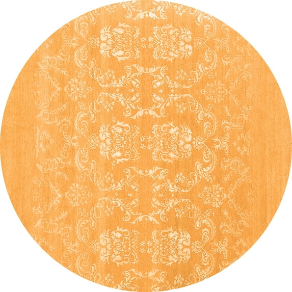 Ahgly Company Indoor Round Oriental Orange Industrial Area Rugs, 6' Round
