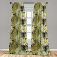 thumbnail image 2 of Floral Window Curtains, Abstract Art Style Aster Flowers Blooming Summer Garden Vibes Warm Tones, Lightweight Decor 2-Panel Set with Rod Pocket, Pair of - 28"x63", Mustard Khaki Black, by Ambesonne, 2 of 3