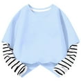thumbnail image 2 of idosla Girls Long Sleeve Shirts Casual Color Block Loose Oversized Tees Blouse Crewneck Pullover Fall Basic Sweatshirts (Light Blue, 11-12 Years), 2 of 6