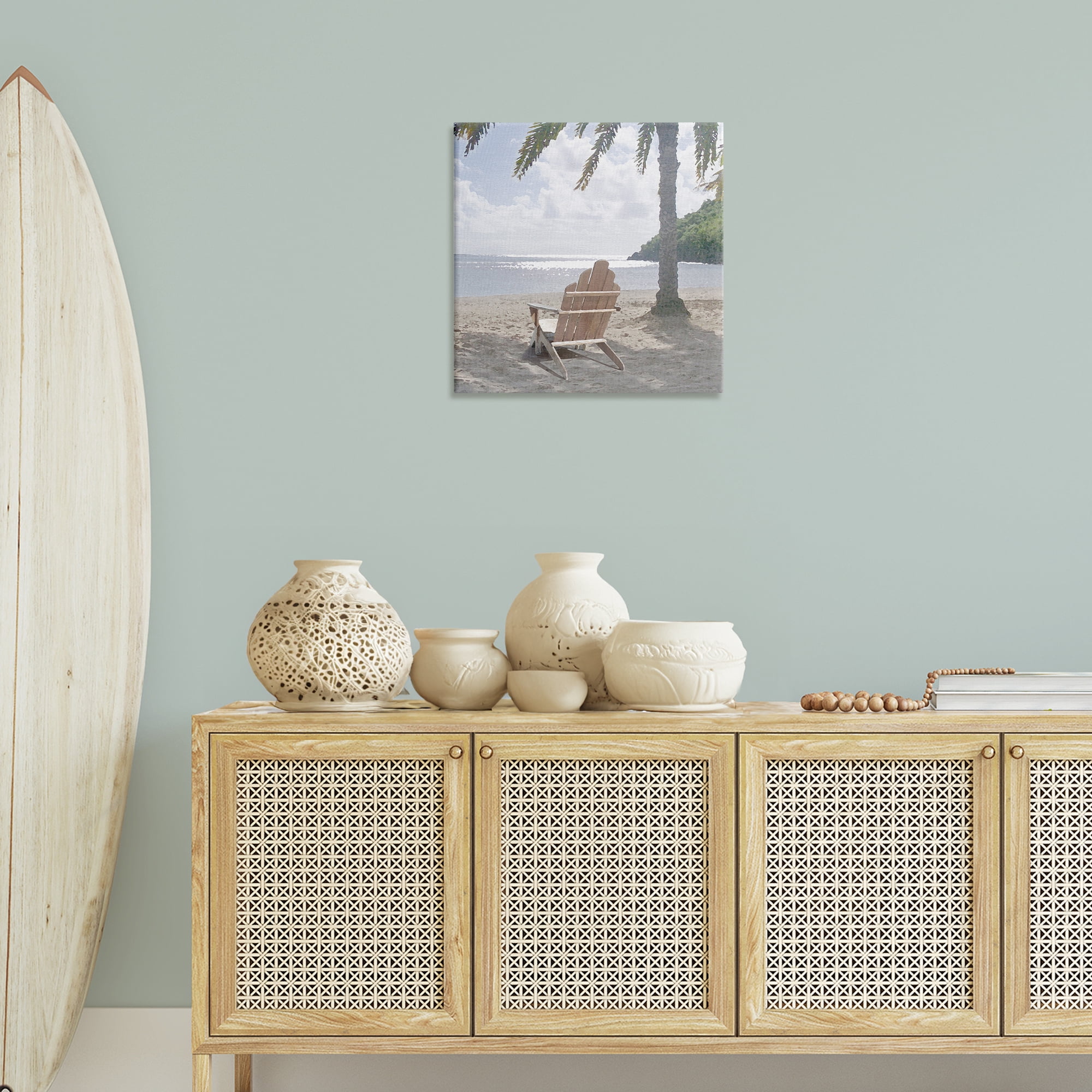 Stupell Industries Chair Under Palm Tree Coastal Photography Gallery Wrapped Canvas Art Print Wall Art, 24 x 24