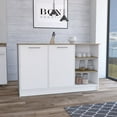 thumbnail image 3 of Depot E-Shop Kitchen Island Two Cabinets, Three Open Shelves, White / Natural Oak, 3 of 5