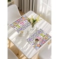 thumbnail image 5 of Blue Purple Gnomes Placemats Set of 4, Spring Hydrangea Flower Leaf Pink Plaid Placemats for Dining Table, Place Mats for Kitchen Tabletop, Waterproof Wipeable Dining Table Mats Set, 5 of 9