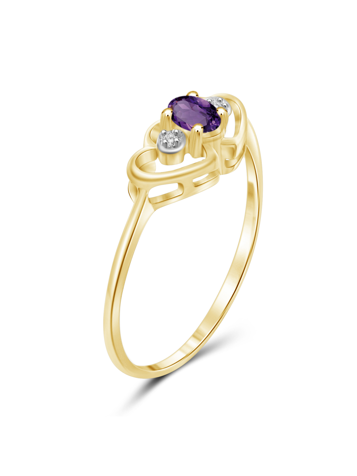JewelersClub Amethyst Ring Birthstone Jewelry – 0.15 Carat Amethyst 14K Gold Plated Silver Ring Jewelry with White Diamond Accent – Gemstone Rings with Hypoallergenic 14K Gold Plated Silver Band - image 4 of 4