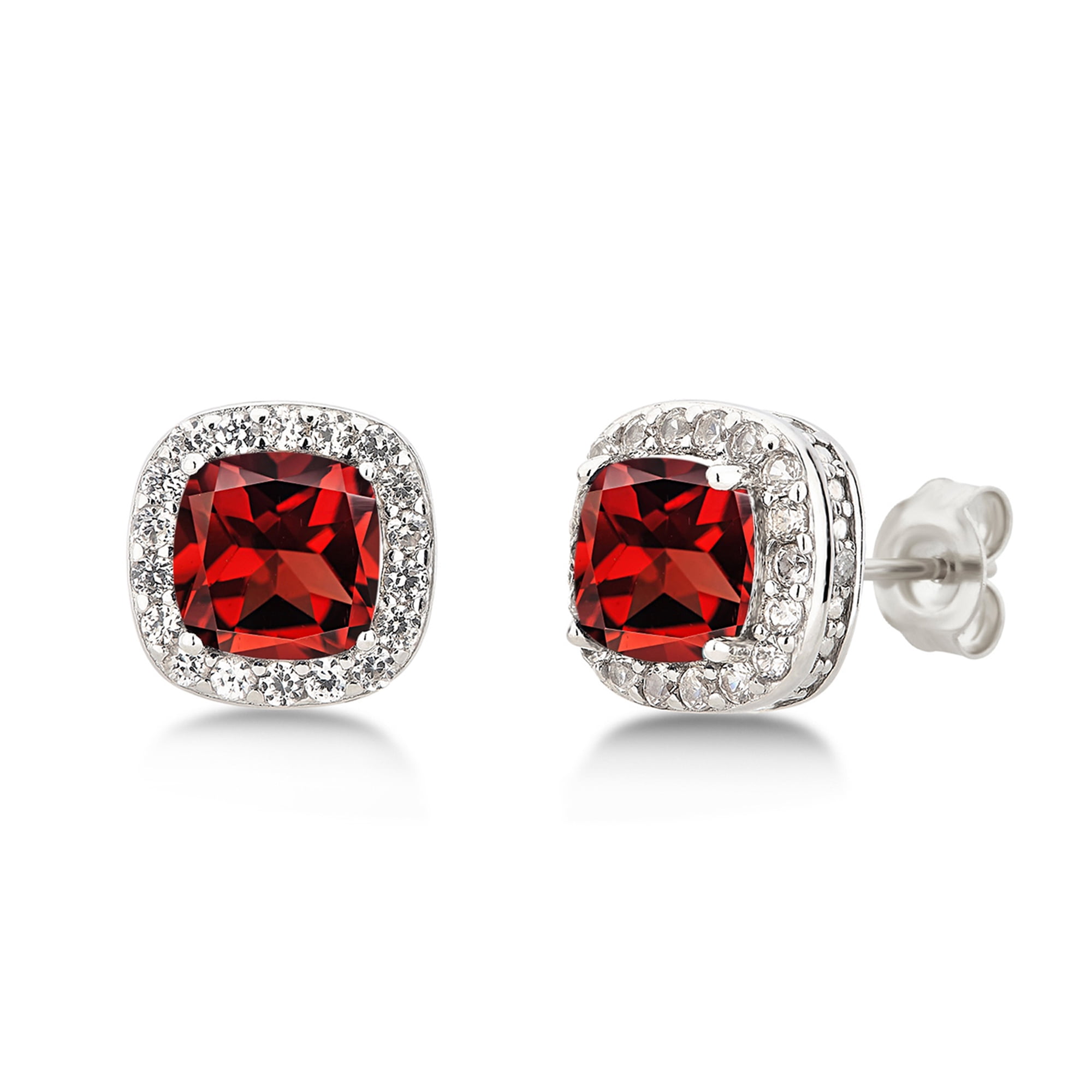 Arista Diamond Accent, Created Garnet & White Sapphire 3 Pcs Jewelry Set in Sterling Silver, 18"