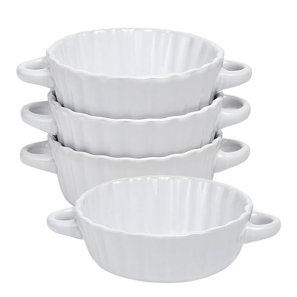 Bruntmor White Ceramic Soup Bowls (26 Ounce, Set of 4)