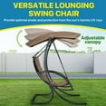 Patio Porch Swing Chair with Canopy, Outdoor Hanging Curved Steel Chaise Lounge Chair Swing w