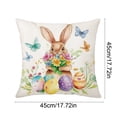 thumbnail image 3 of 18x18 Inches Easter Linen Pillow Case, Rabbit & Easter Egg Print Cushion Cover, Decorative Throw Pillowcase for Sofa Couch Living Room, Spring Easter Home Decor Accent, 3 of 6