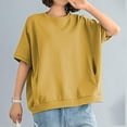 thumbnail image 5 of LNZGNM Sweatshirts for Women Short Sleeve Crew Neck Oversized Pullover Everyday Simple Top Daily Summer Casual,Yellow(XXL), 5 of 7