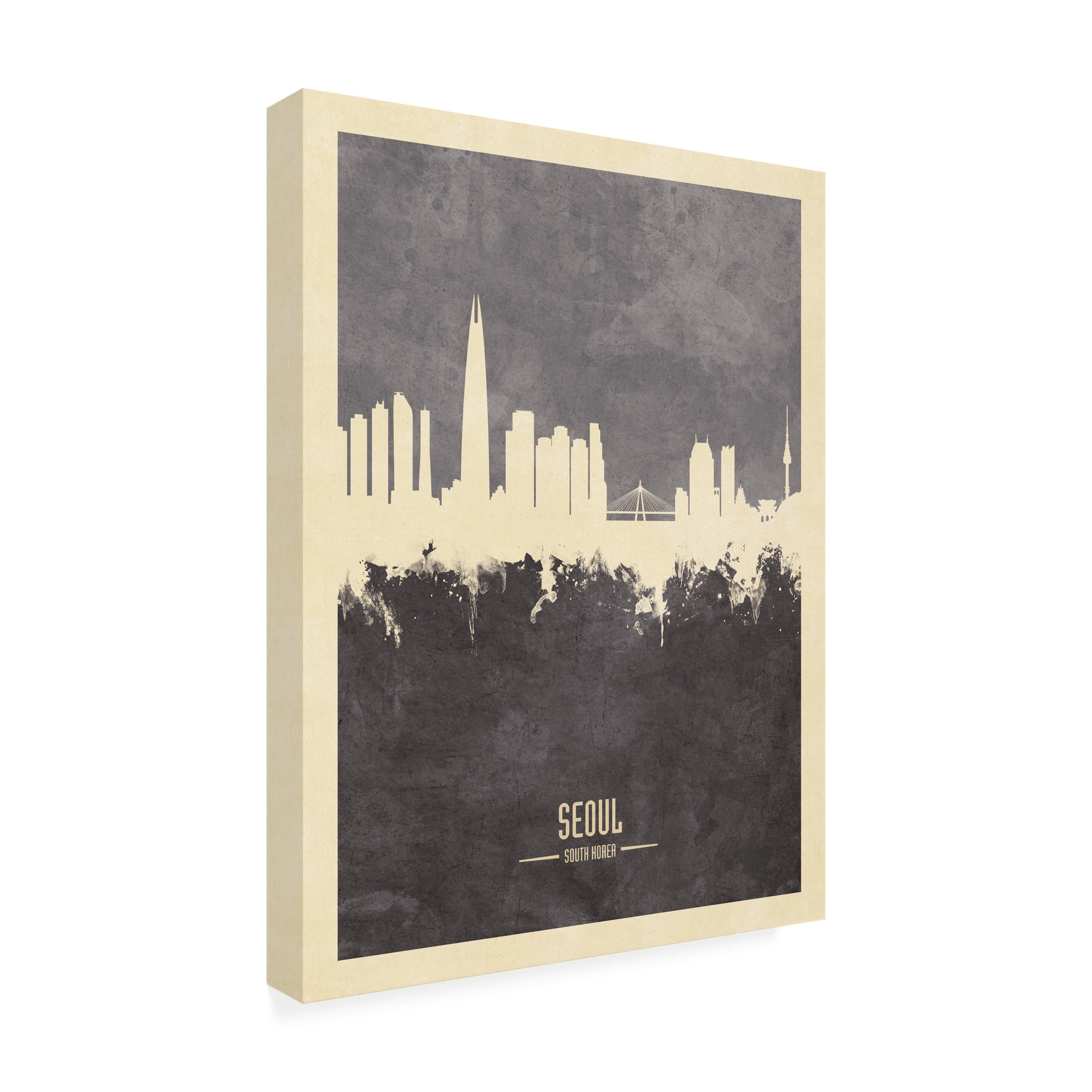 Michael Tompsett 'Seoul Skyline South Korea Gray' Canvas Art