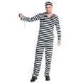 thumbnail image 3 of Biezeib Couples Matching Prisoner Costume Set Striped Long Sleeve Dress/Tops Long Pants Hat Handcuffs Funny Halloween Cosplay, 3 of 6
