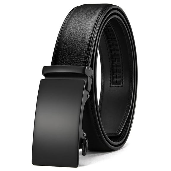 Fianmy Men’s Leather Belt, Slide Ratchet Belt for Dress Casual with Adjustable Buckle, Trim to Fit