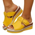 thumbnail image 4 of DAFEI Sandales pour Femmes Grande Taille Sandales et Pantoufles à la Mode Couleurs Vives Talons Compensés Rétro Bout Rond Semelle Épaisse Sandales à Bout Ouvert, 4 of 6